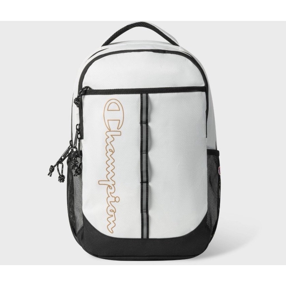 Champion Center Backpack White Laptop Sleeve & Padded Zipper Pockets BRAND NEW